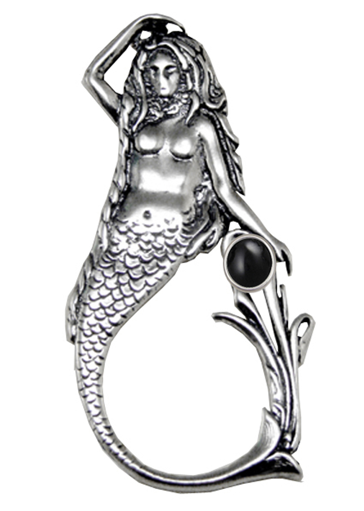 Sterling Silver Mysterious Mermaid Pendant With Black Onyx